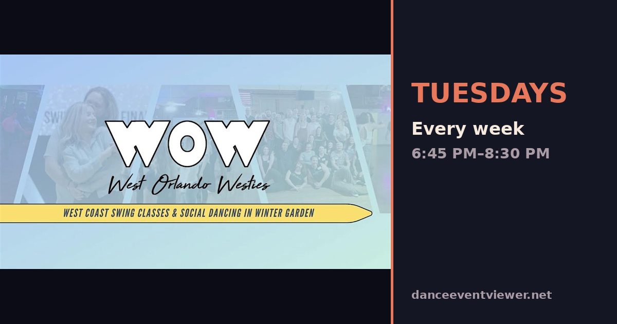 WOW Tuesday West Coast Swing (West Orlando Westies) flyer