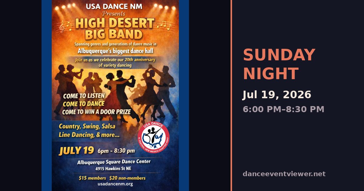 High Desert Big Band Dance - Chapter: North-Central New Mexico flyer