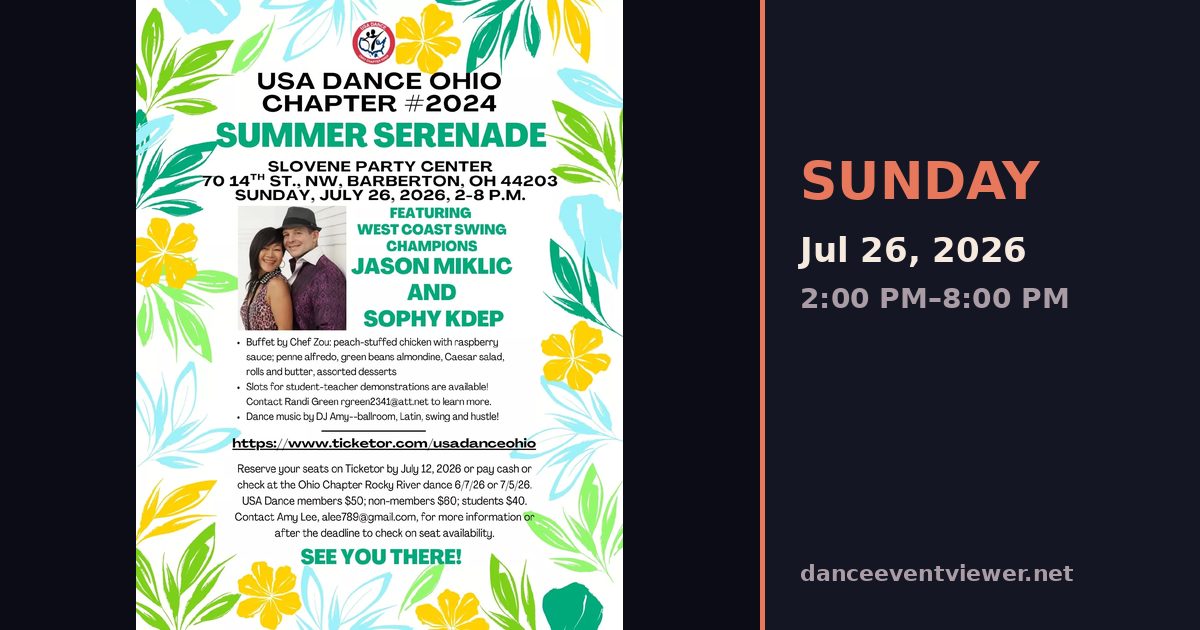 Ohio Chapter Summer Serenade 2026 flyer