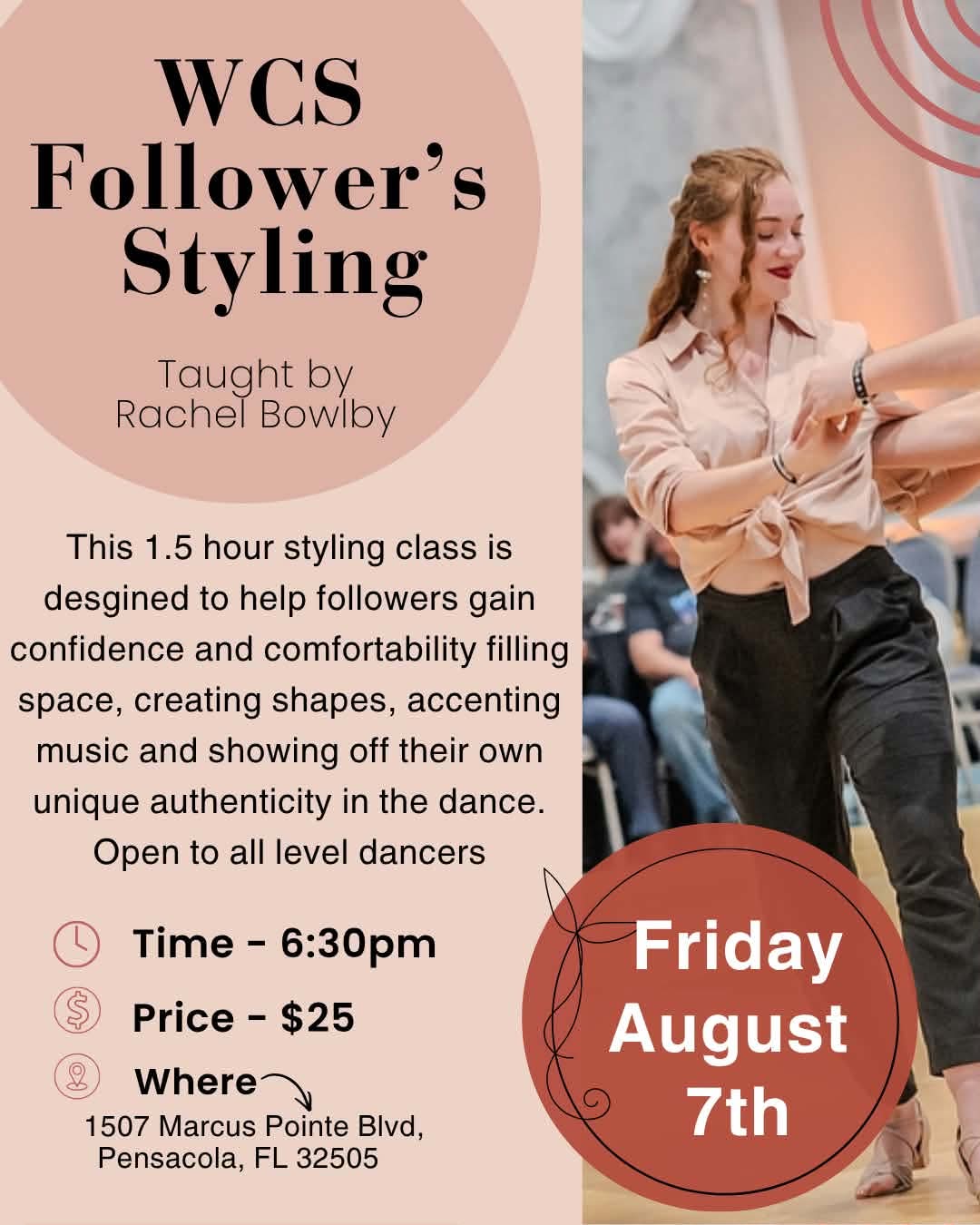 WCS Follower's Styling with Rachel Bowlby flyer